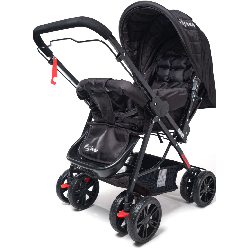 Carrinho Bebê Para Passeio Vira Berço Com Alça 