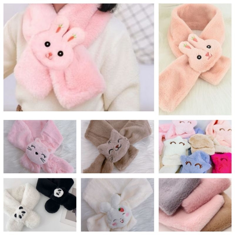 Cachecol bebê infantil pelúcia fofo de bichinhos