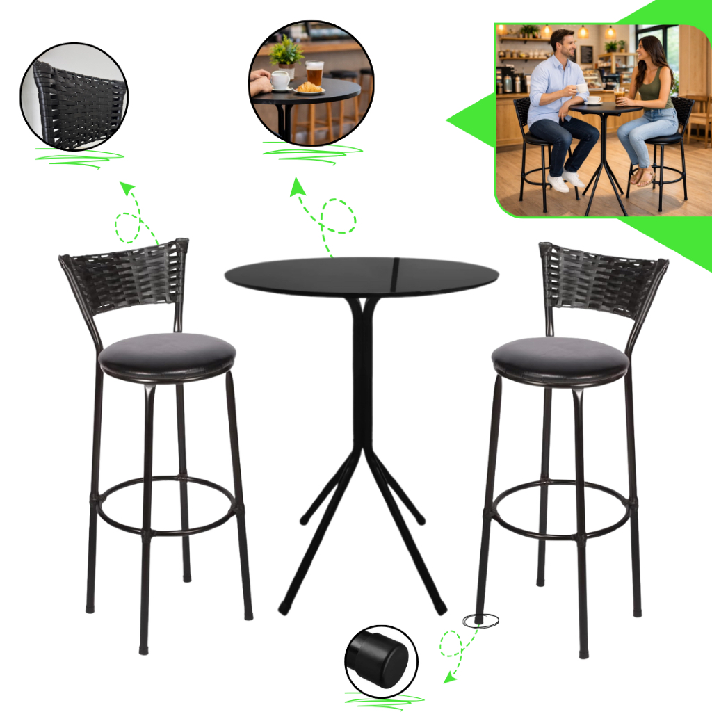 Kit Banqueta Alta Junco e Mesa Bistrô Casa Lancho