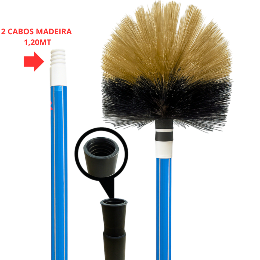 VASSOURA LIMPA TETO + 2 CABOS DE MADEIRA EXTENSIVE