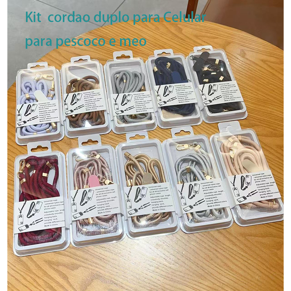 Kit cordão duplo para Celular para pescoço e mã