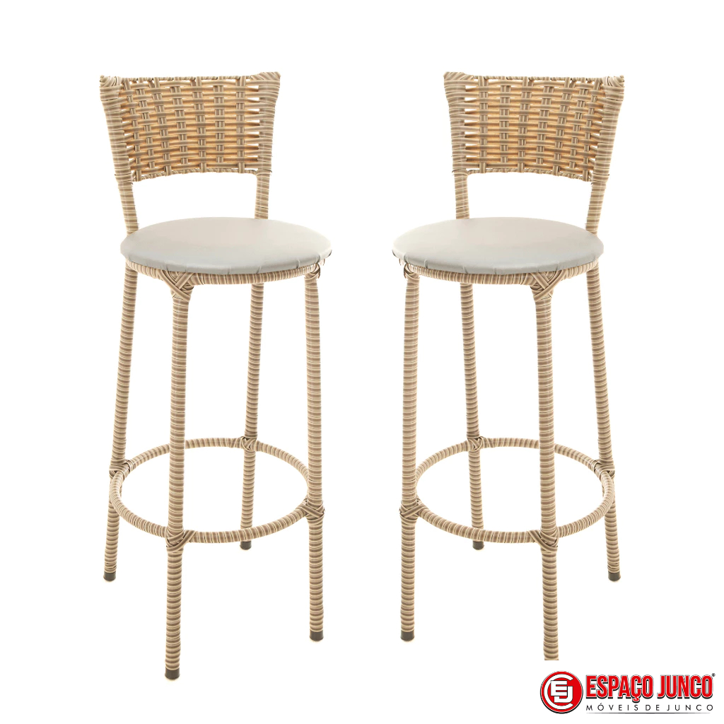 JOGO 2 BANQUETAS ALTA CAPUCCINO TODA ENCAPADA DE C