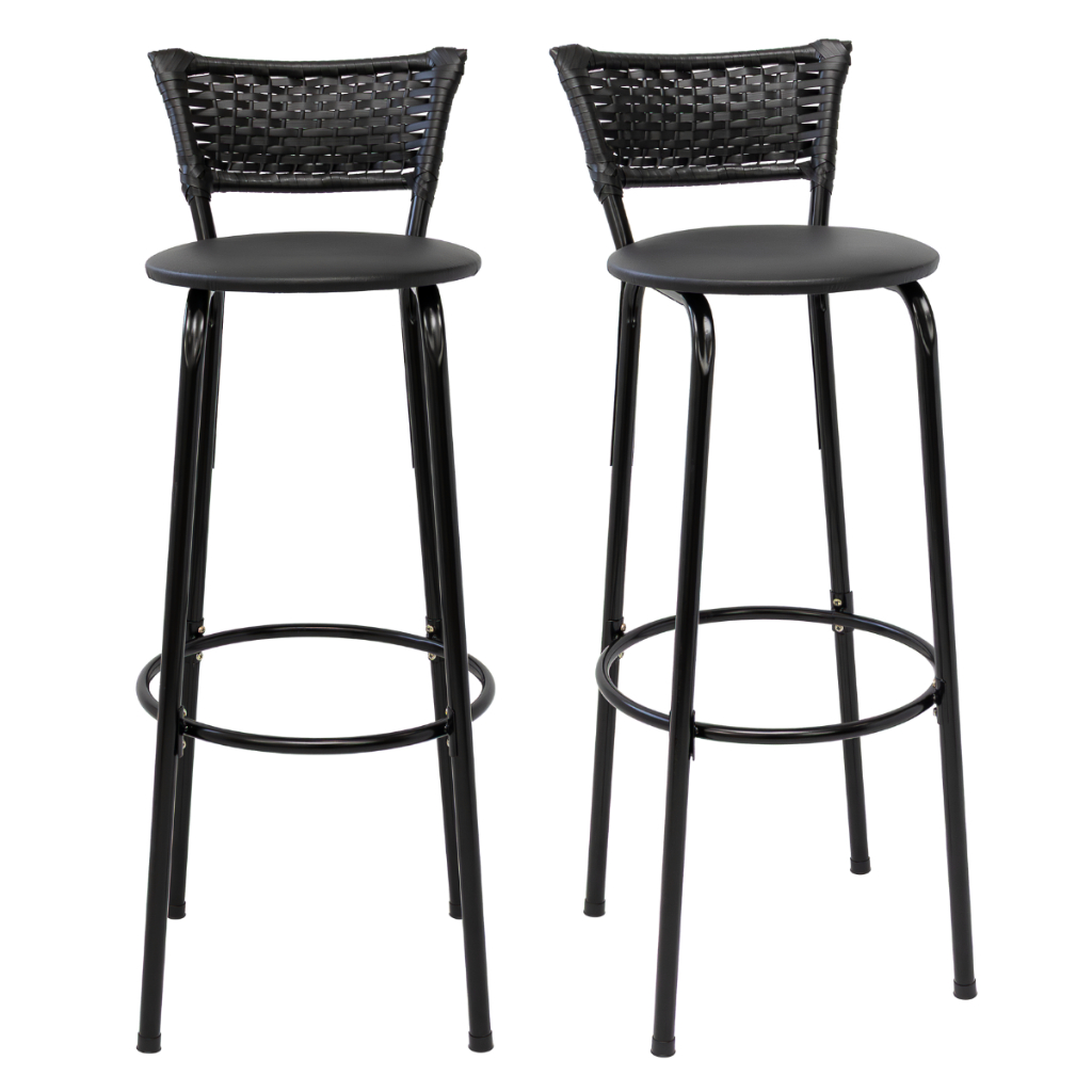 Kit 2 Banquetas Bancos 80cm Junco Preto Cozinha, B