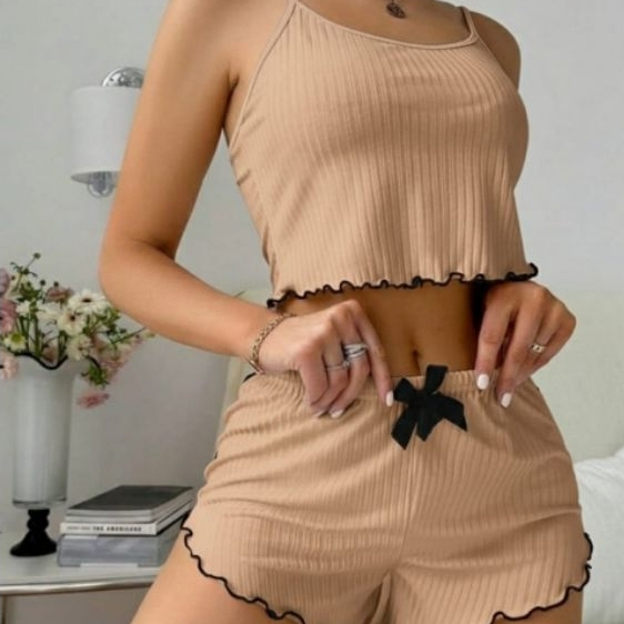 Baby Doll Curto de Verão Canelado  Pijama Bloguei