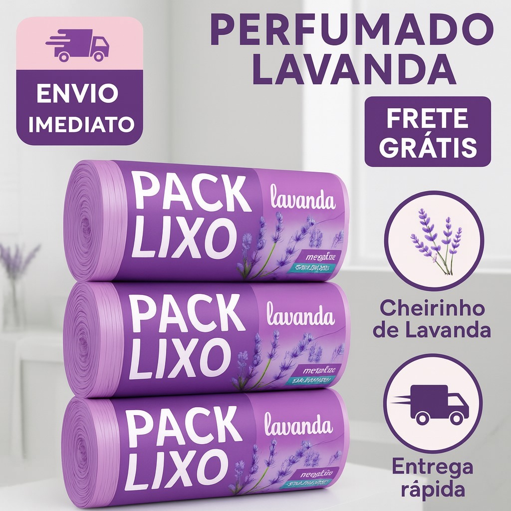Sacos de Lixo Perfumados Lavanda |Kits com 40, 80,