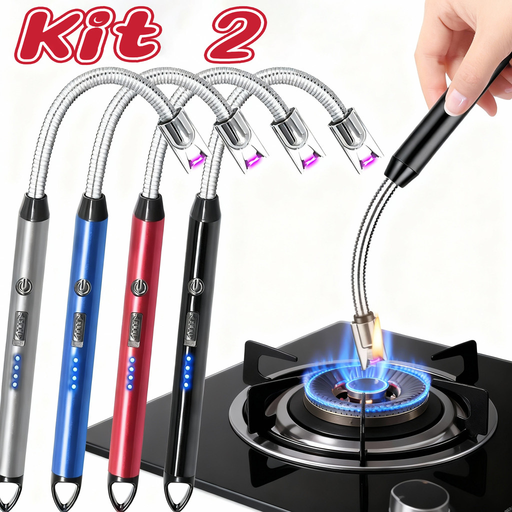 Kit 2 Isqueiro Eletrônico Plasma Recarregável US