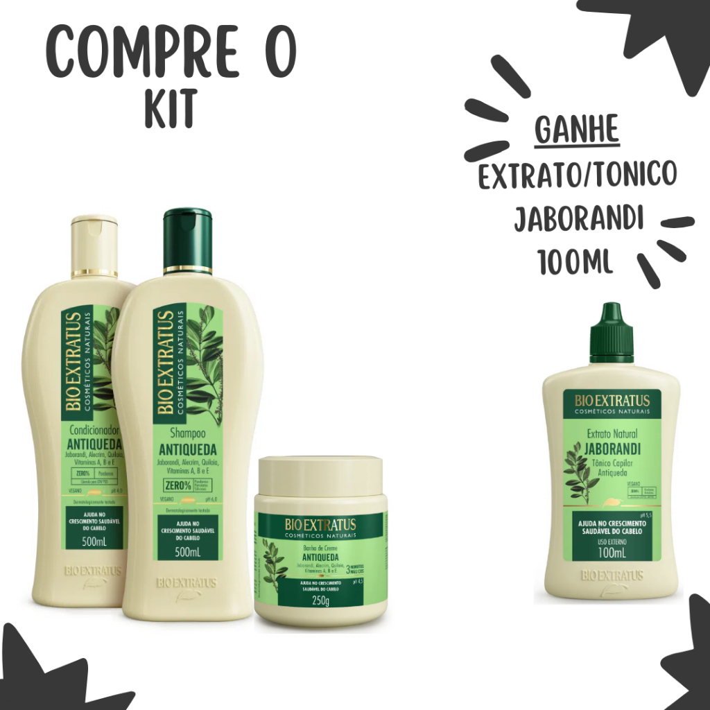 Kit Antiqueda Jaborandi Bio Extratus ( Shampoo, Co