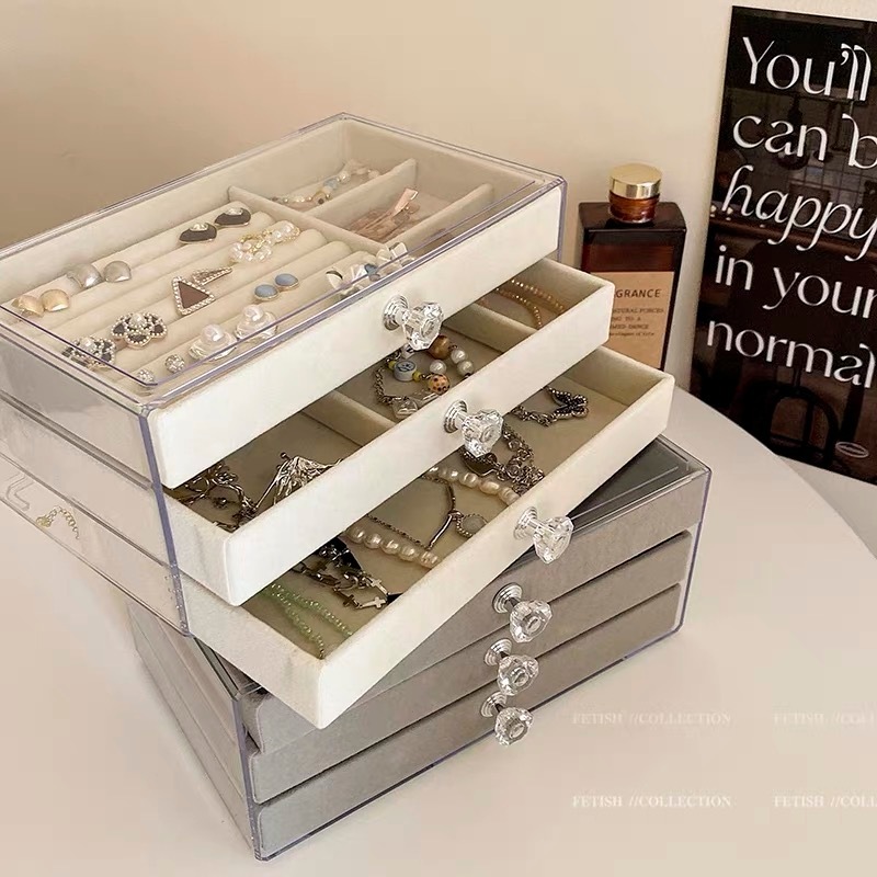 Porta Joia Acrílico Luxo Com 3 Camadas Brinco Ane