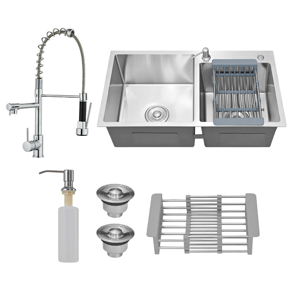 Kit Cuba Cozinha Dupla Quadrada C/ Torneira Gourme