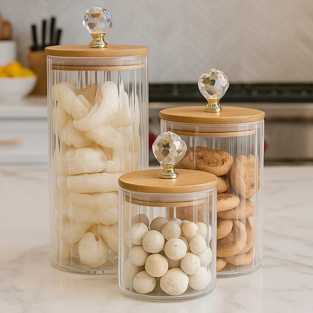 Porta Mantimento de Vidro Borossilicato Canelado &