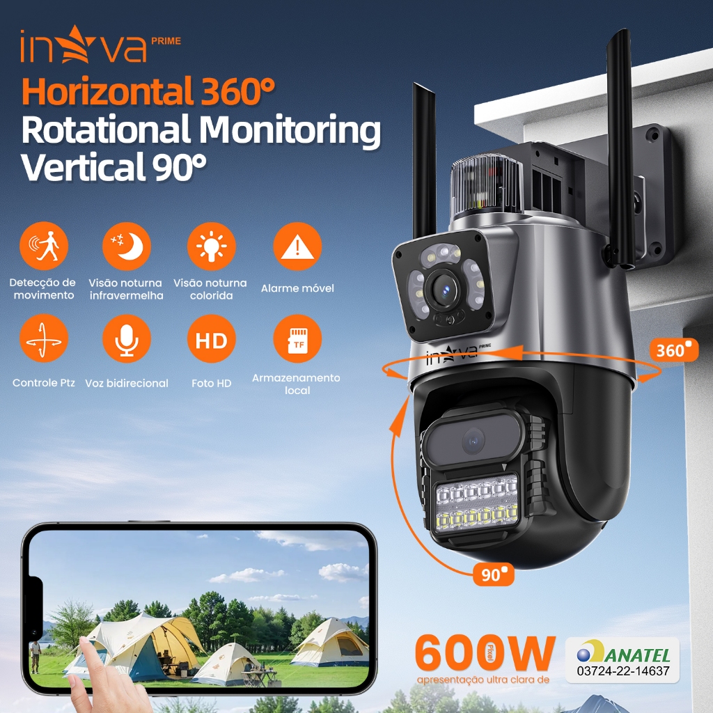 INOVA 4K 8MP Câmera de Segurança 2 Lentes Com Au