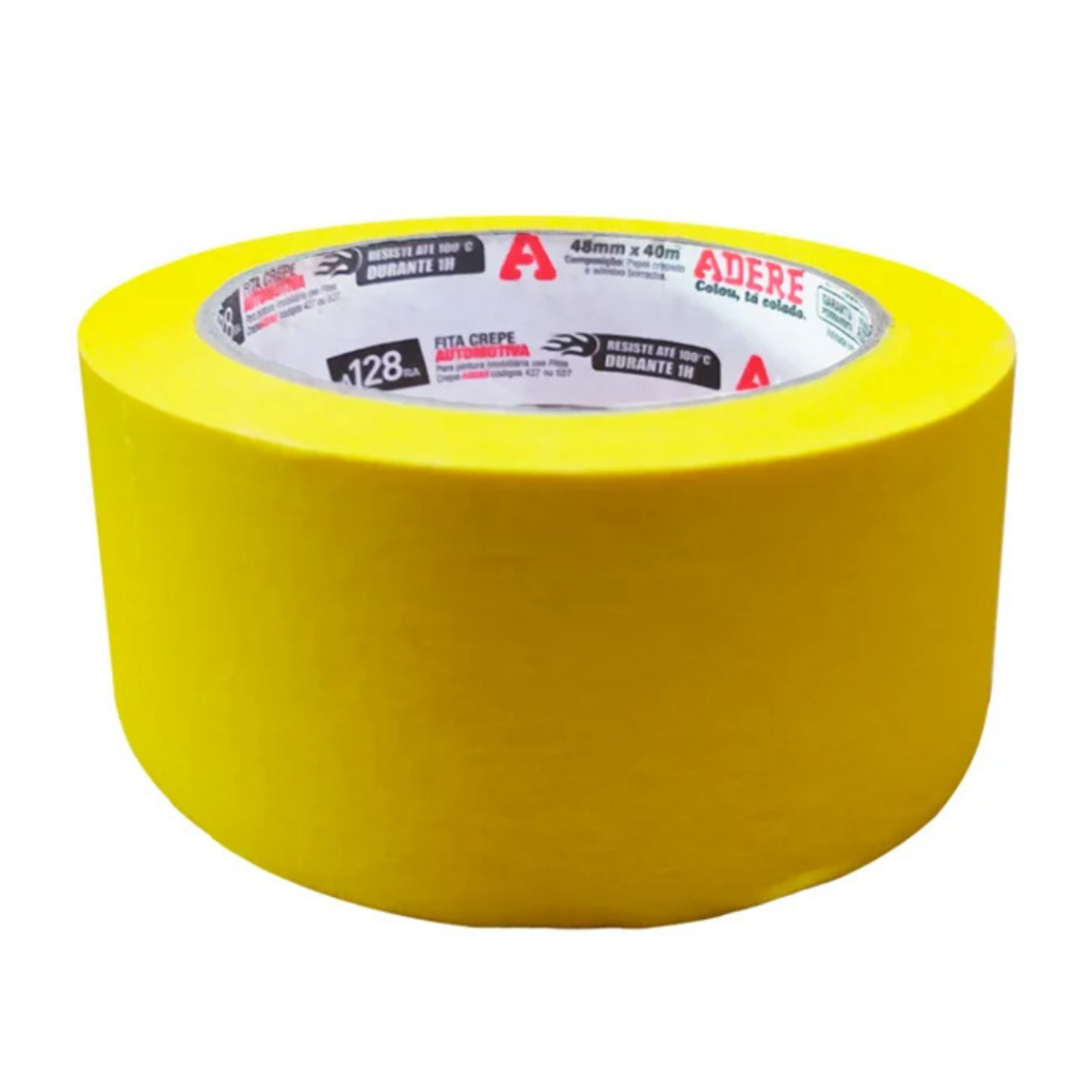 Fita Crepe Automotiva Larga Adere Amarela 48mm X 4