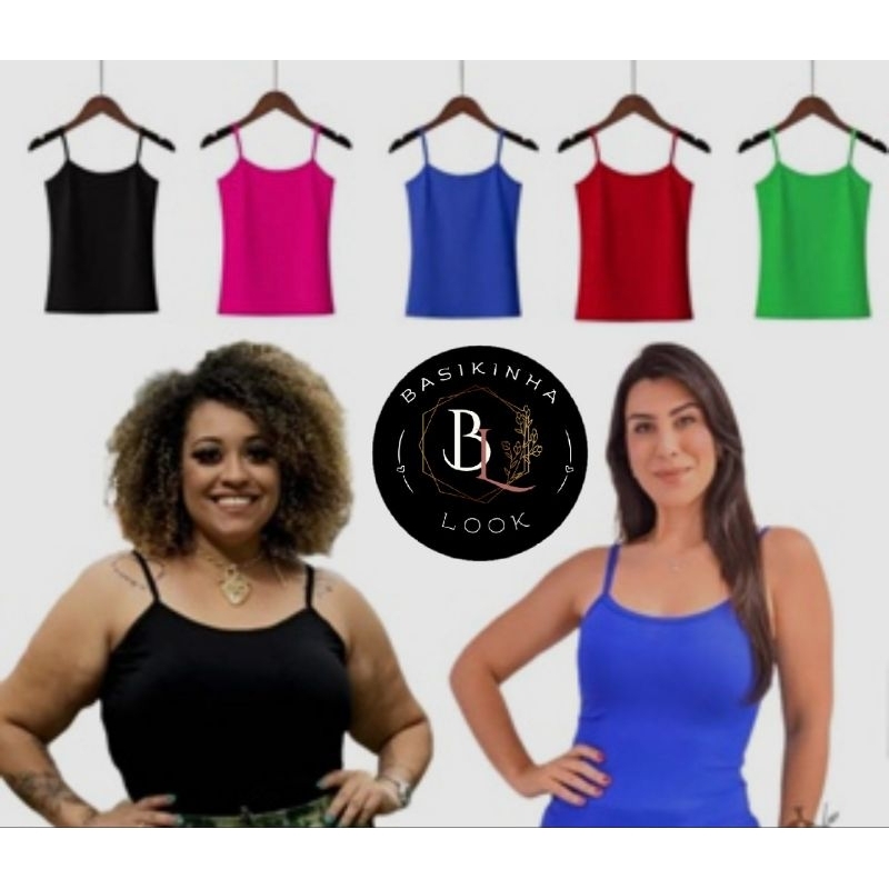 KIT COM 5 BLUSA ALCINHA REGATA EM MALHA SUED*CORES