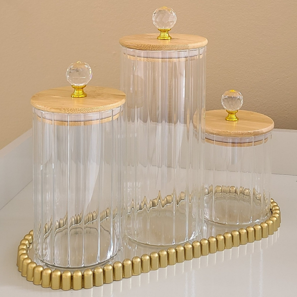 Conjunto com 2 e 3 Potes Herméticos Com Tampa de 