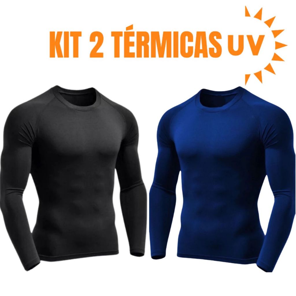Kit 2 camisa uv masculino térmica masculina prote