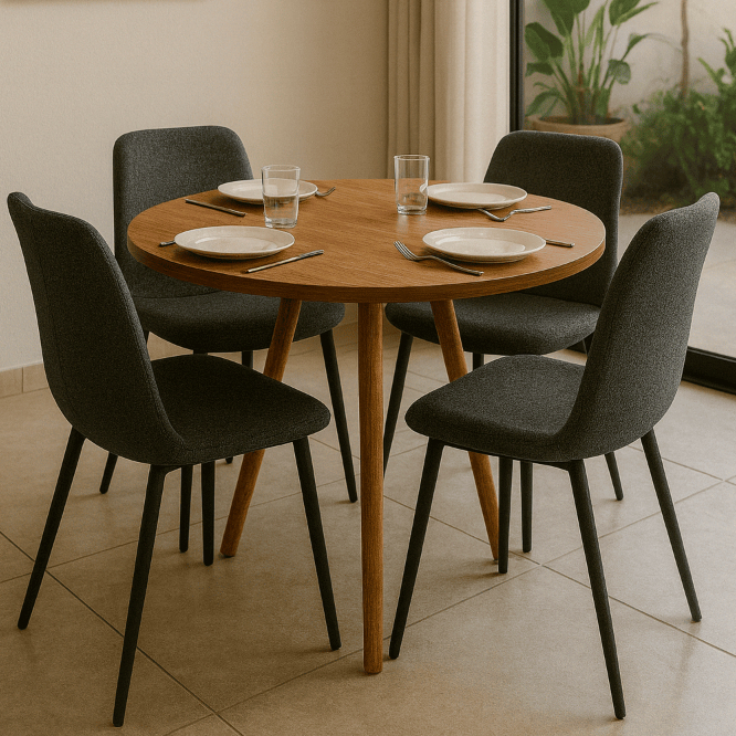 Mesa de jantar 4 lugares de cozinha ou sala redond