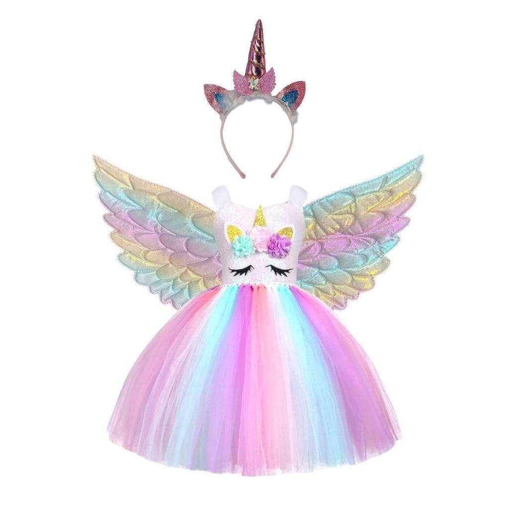 Vestido Fantasia Unicórnio Infantil + Tiara Brilh