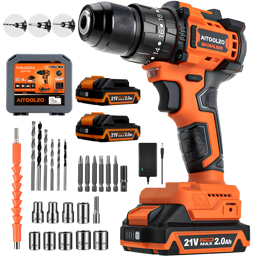 13mm Furadeira Parafusadeira Impacto Brushless C/