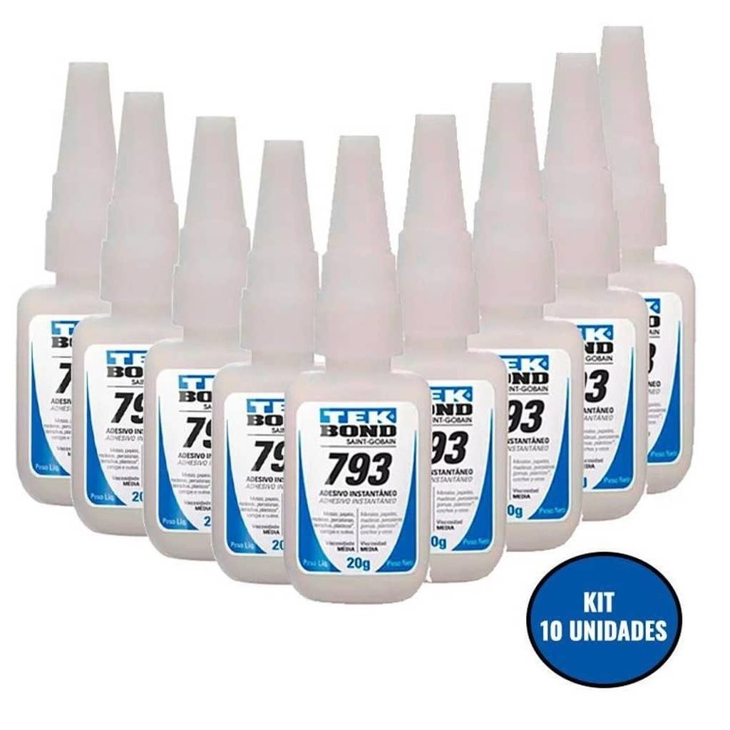 Kit 10 tubo de  Cola Instantânea Tek Bond 793 20g
