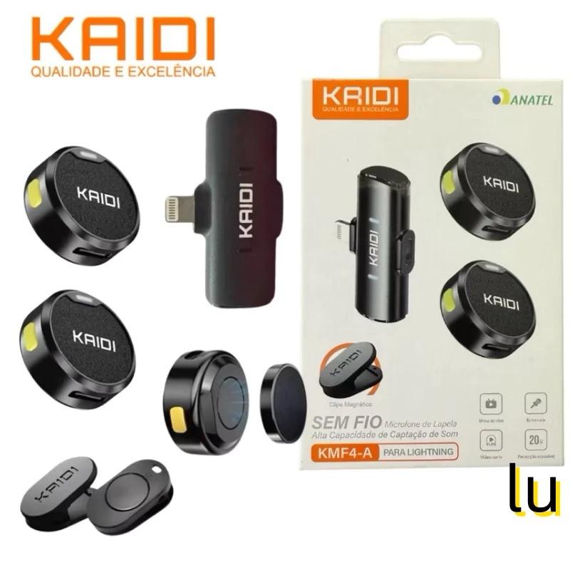 Microfone Lapela Sem Fio Duplo Kaidi Profissional 