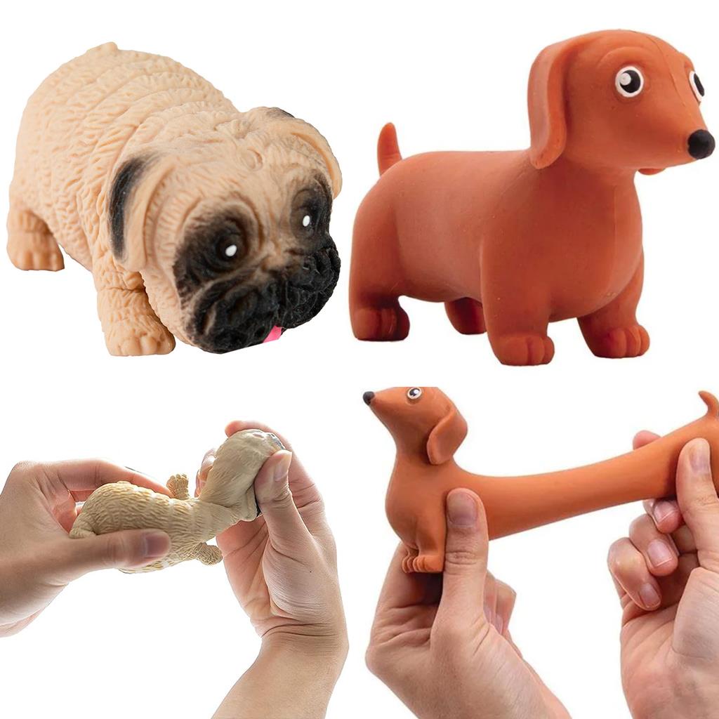 Cachorro Salsicha Pug Estica Esmaga 10Cm Fidget To