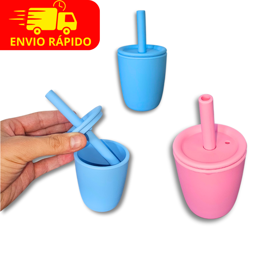 Copo Infantil de Silicone Com Canudo Para Introdu�