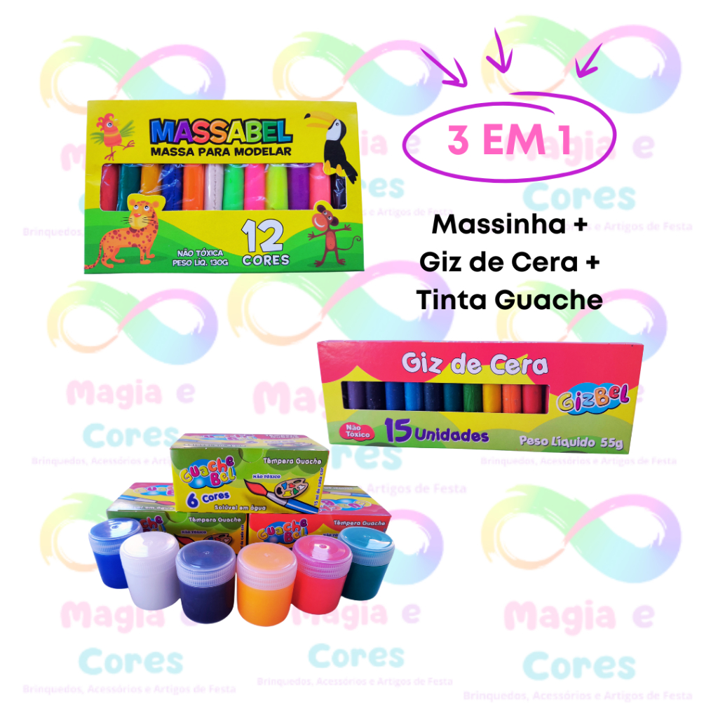 Kit Escolar – Massinha de Modelar + Giz de C