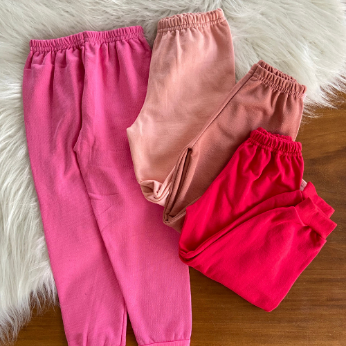 Kit 5 Calças de Moletom Rosa Outono Infantil Forr