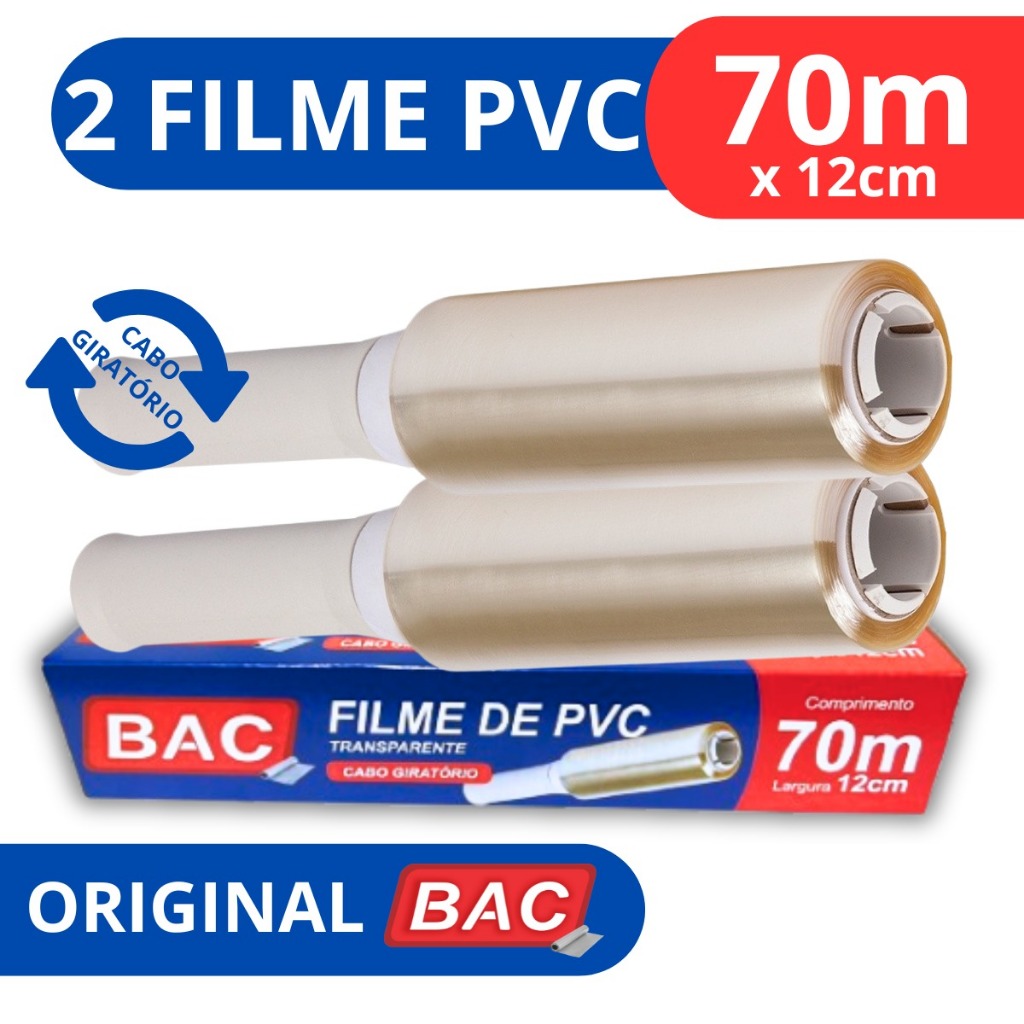 Kit 2 Rolo Fácil Filme PVC Plástico 70m Embala P