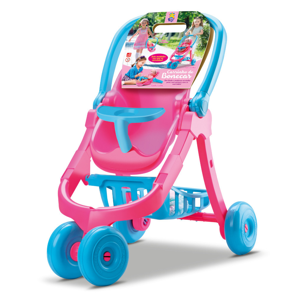 Carrinho de Boneca 3 em 1 Divertoys  Vira Berço c