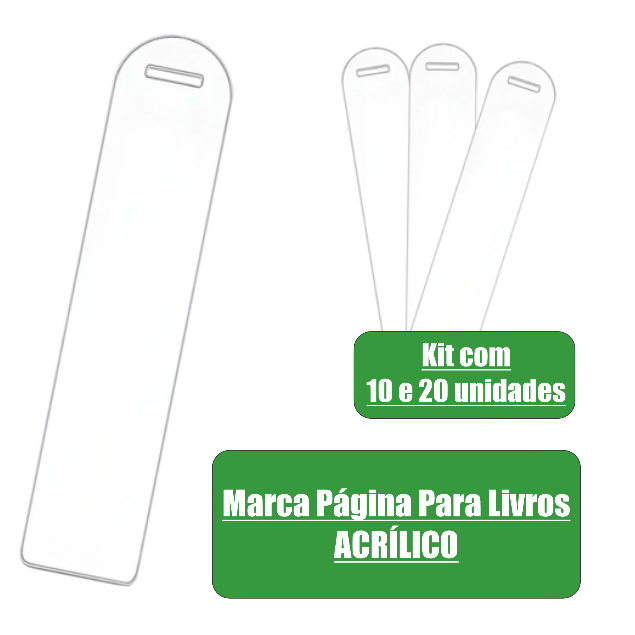 Marca Página Acrílico Transparente 14 x 3cm Para