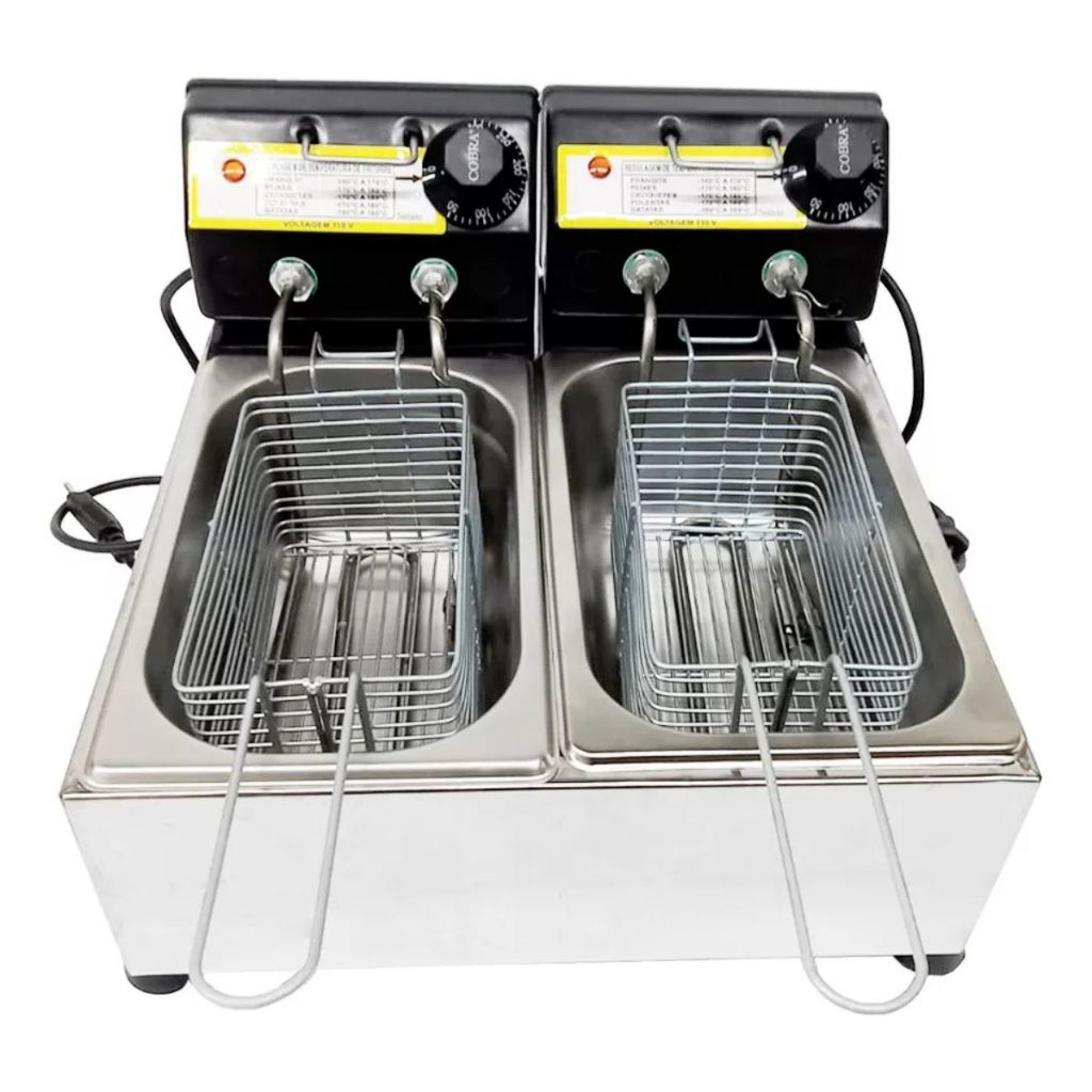 Fritadeira Elétrica 5L Cuba Dupla Industrial Inox