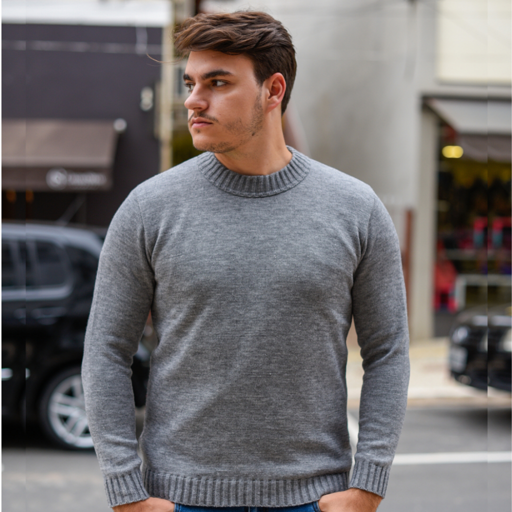 Sueter Masculino Trico Blusa Gola Redonda Malha Al