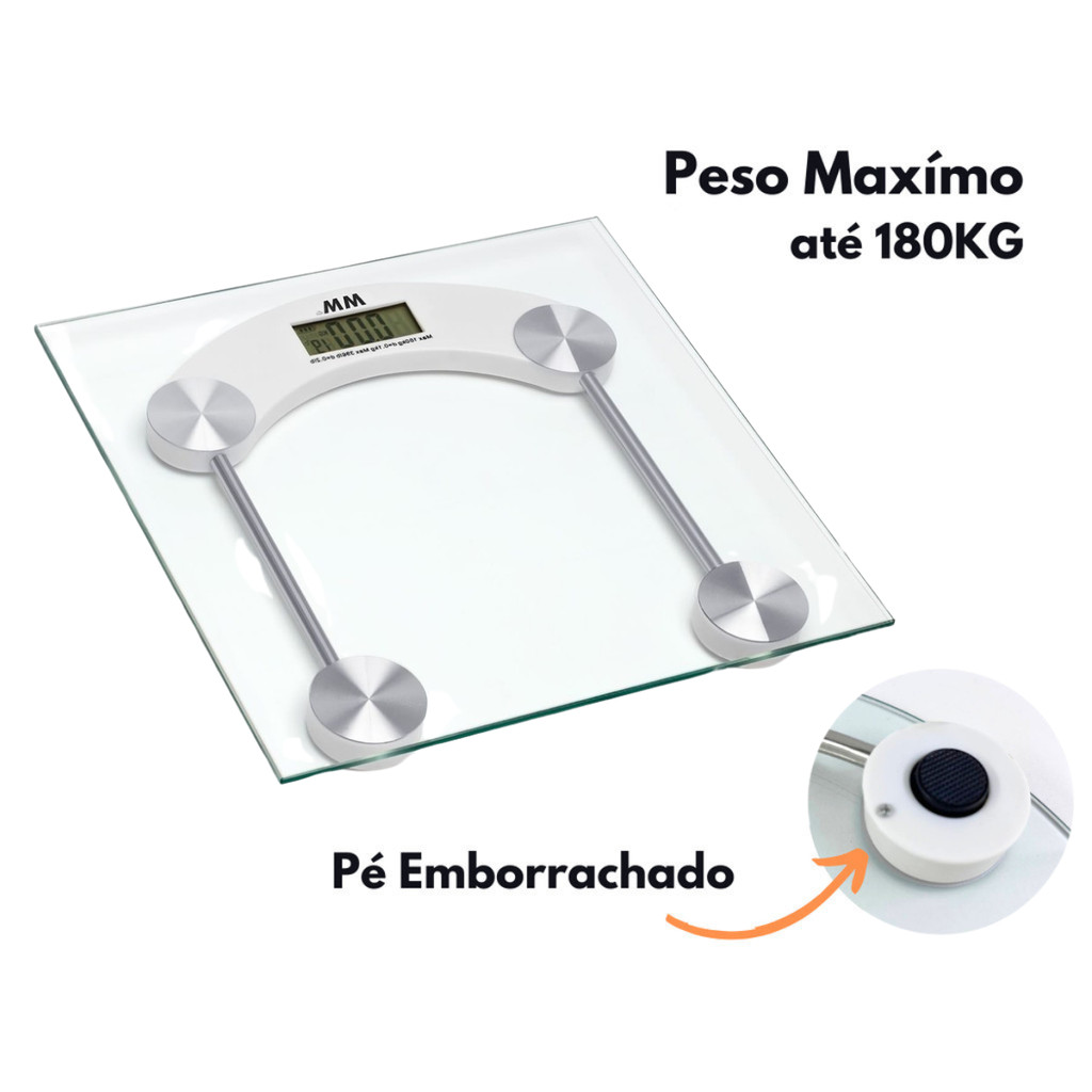 Balança Digital Corporal de Banheiro Quadrada 180