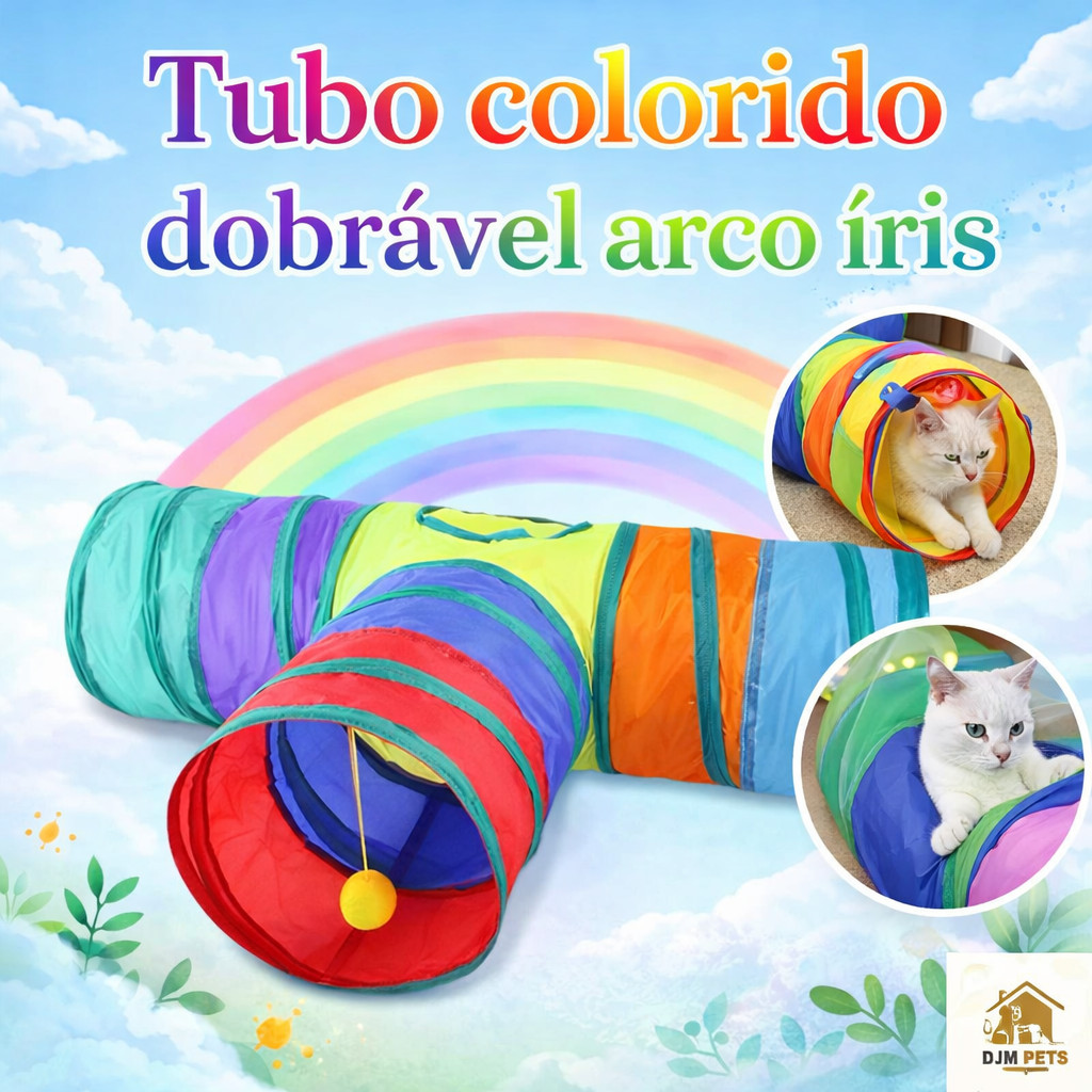 Túnel Dobrável para Gatos em T | Brinquedo com 3