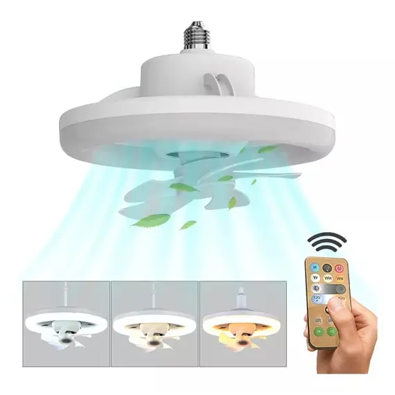 2 em 1 Ventilador de Teto 360° com Luzes E27 Sile