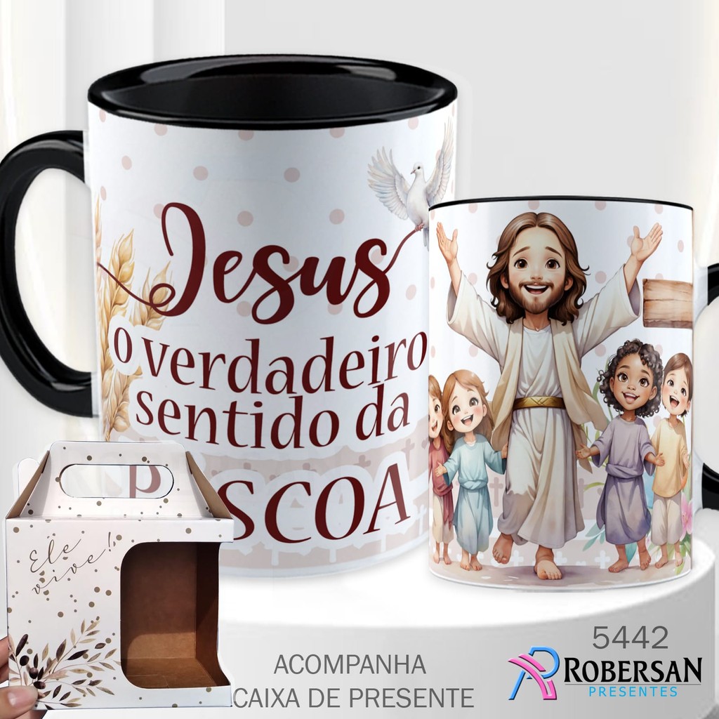 Caneca Páscoa Cristã Jesus Cristão Xícara Pers