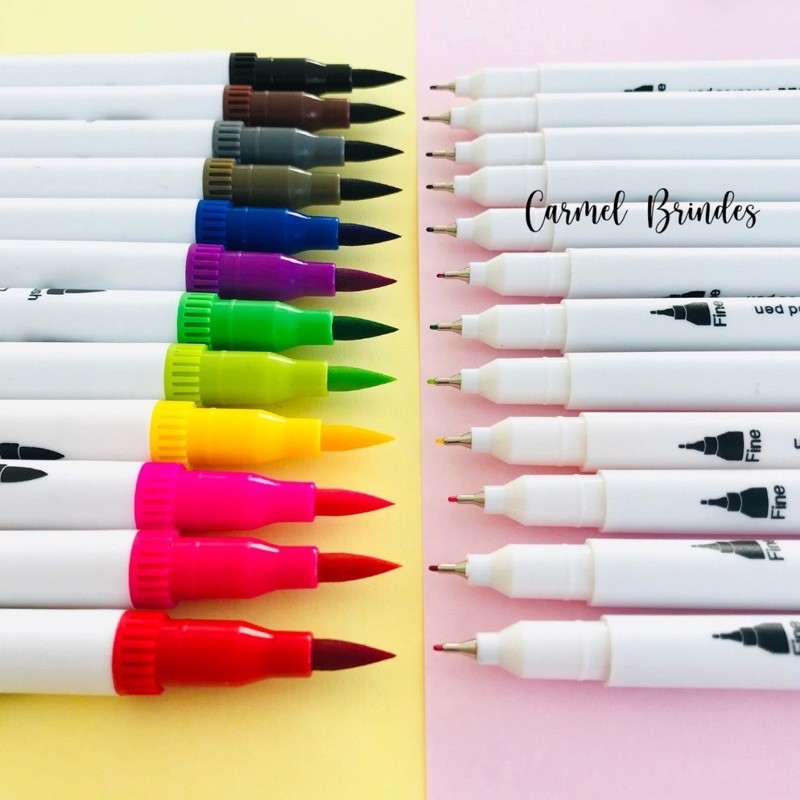 Caneta Brush Pen Kit Com 12/24/36/48/60/80 Cores c