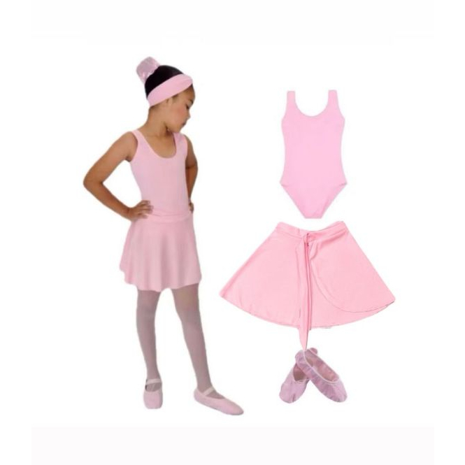 Kit Ballet 3 itens/ Collant regata + Saia Transpas