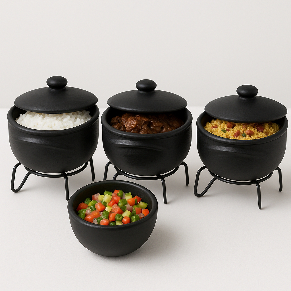 Jogo 3 Panelas de Barro Capixaba N°1 Com Tampas +