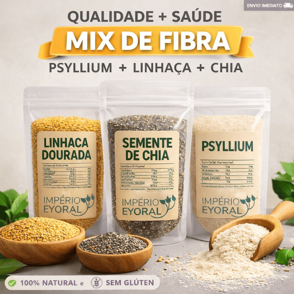 Mix de Sementes Chia + Linhaça + Psyllium Fibras 