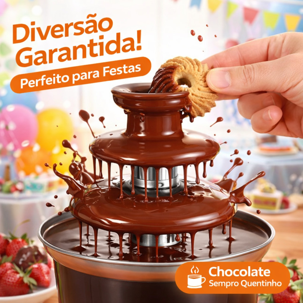 Mini Cascata de Chocolate Elétrica 3 Andares 110V