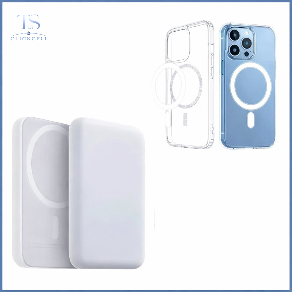 Kit Carregador Portátil Indução e Capa + Magsaf