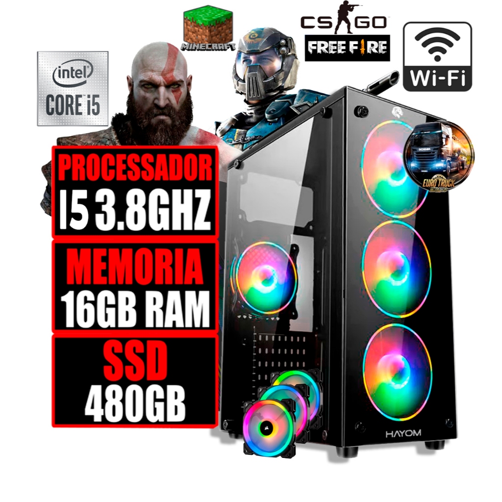 Cpu Gamer Barato I5 6gb Ssd 480gb Wifi + Fonte + P