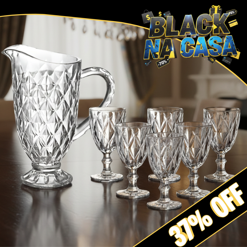 Kit 7 Peças Taças Diamond 320ml + Jarra Diamante