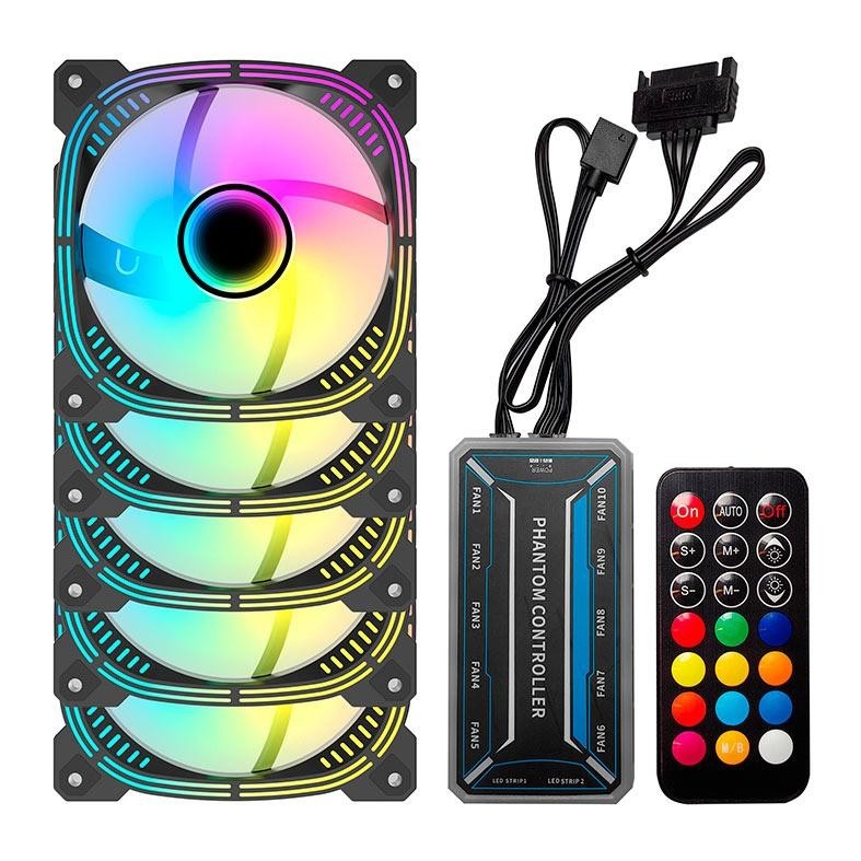 Kit Ventoinha Acegeek Prime, 5x120mm, ARGB, Preto,