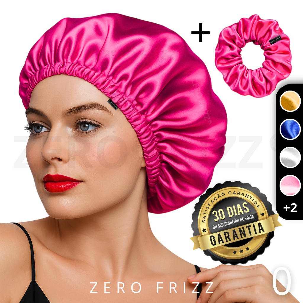 Kit ZERO FRIZZ® Touca de Cetim Premium Anti Frizz