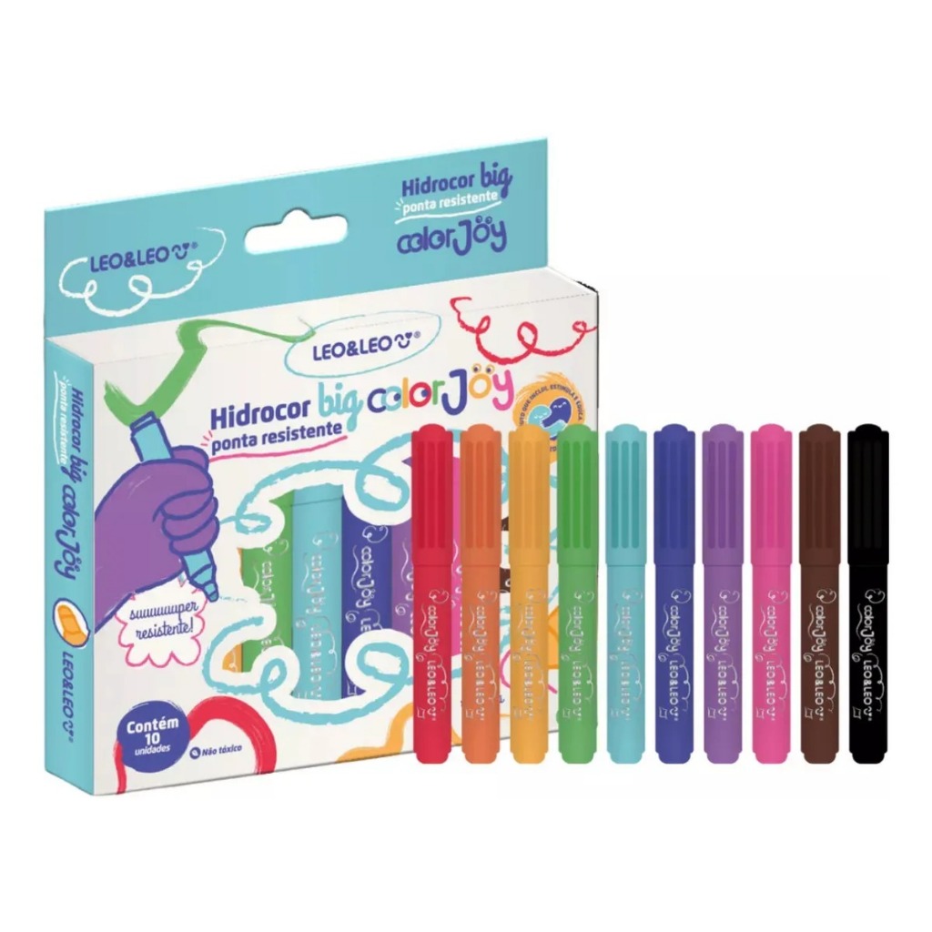 Hidrocor Big Color Joy Ponta Não Afunda 10 Cores 