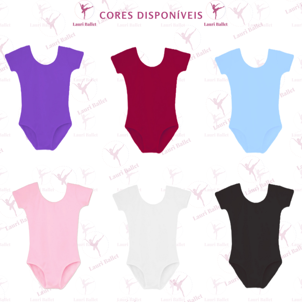 Collants Meia Manga Em Suplex Coloridos Ballet Inf