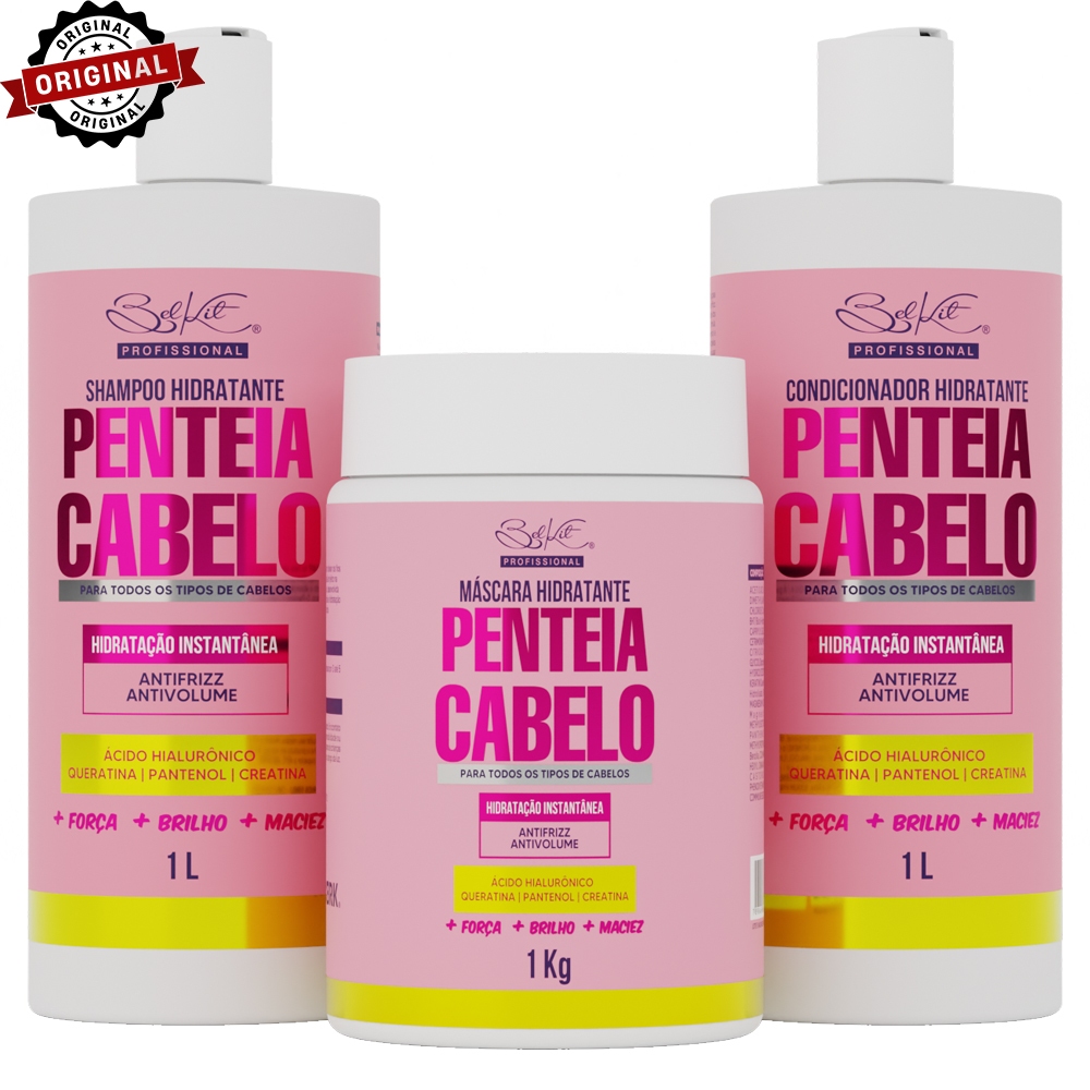 KIT Profissional 3 Itens Penteia Cabelo 1L | Hidra
